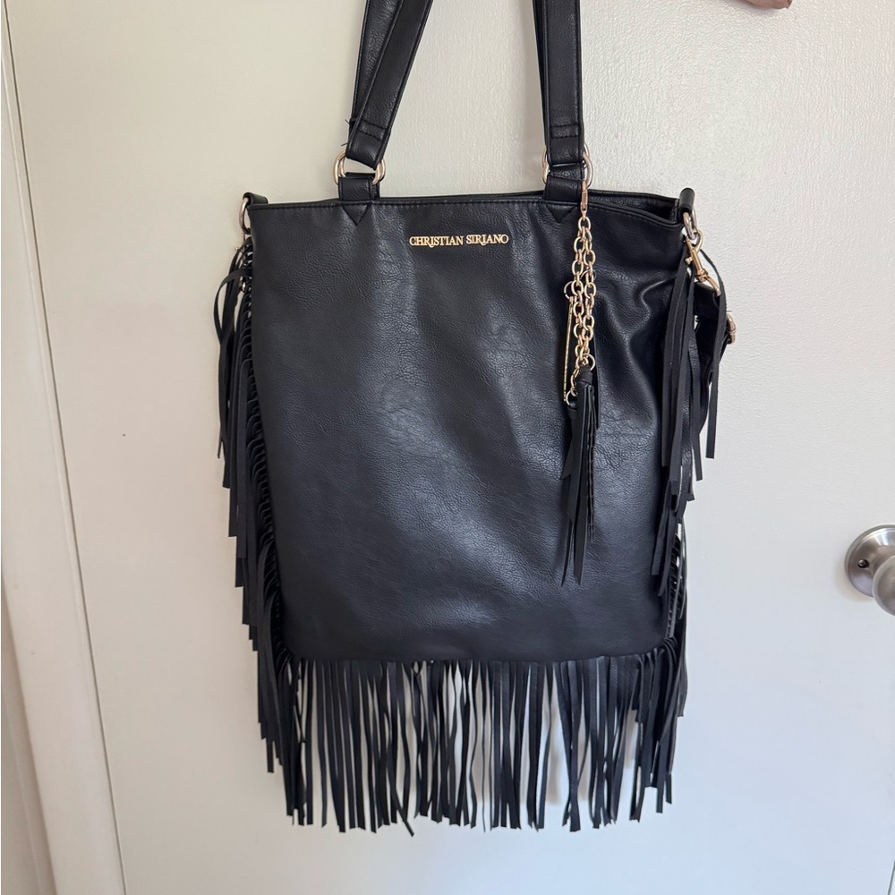Christian Siriano Black Tote with Fringe
